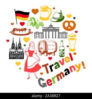 Deutschen Hintergrund Design. Deutschland nationale traditionelle Symbole. Stock Vektor