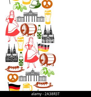 Deutsche nahtlose Muster. Deutschland nationale traditionelle Symbole. Stock Vektor