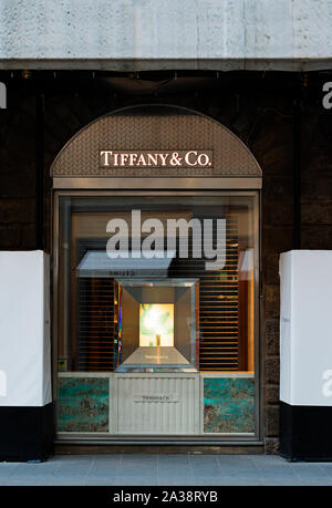Tiffany & Co store, Tiffany & Co Shop, Tiffany & Co, Amerikanischer Luxus Schmuck und Fachhändler. Stockfoto