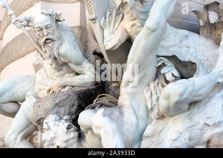 Brunnen am Eingang zur Hofburg. Wien, Österreich - September 2019. Stockfoto