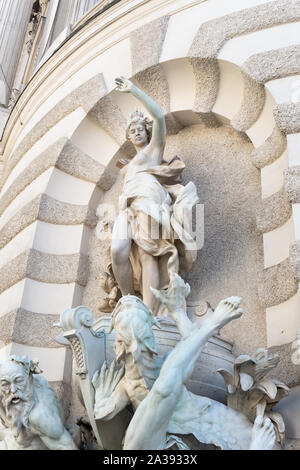 Brunnen am Eingang zur Hofburg. Wien, Österreich - September 2019. Stockfoto