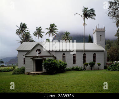 St. Philomena Kirche auf Molokai Island, die Heimat Kirche von Pater Damien, ein Missionar, der diente Leprakranke in der hawaiischen Inseln gemieden Stockfoto