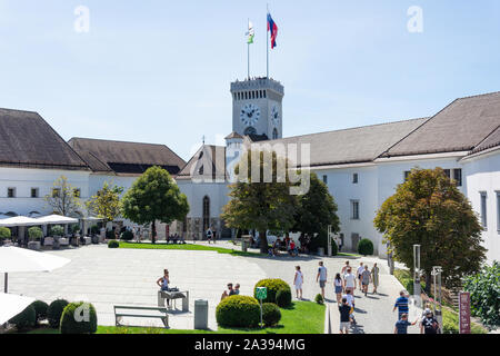 Der Innenhof, die Burg von Ljubljana, Altstadt, Ljubljana, Slowenien Stockfoto