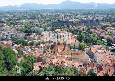 Blick auf die Altstadt von Ljubljana Schloss, Altstadt, Ljubljana, Slowenien Stockfoto