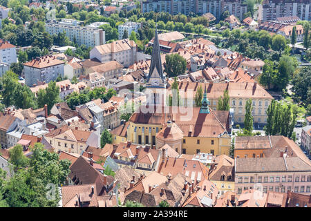 Blick auf die Altstadt von Ljubljana Schloss, Altstadt, Ljubljana, Slowenien Stockfoto