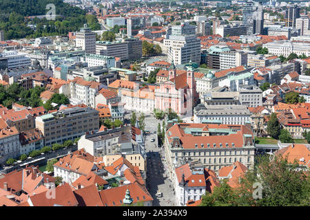 Blick auf die Altstadt von Ljubljana Schloss, Altstadt, Ljubljana, Slowenien Stockfoto