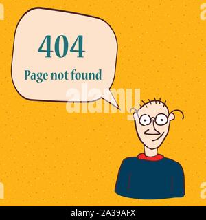 404-Fehlerseite. Lustige Fehler 404 Symbol mit cartoon Charakter des Menschen. Vector Illustration. Stock Vektor