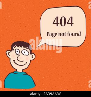 404-Fehlerseite. Lustige Fehler 404 Symbol mit cartoon Charakter des Menschen. Vector Illustration. Stock Vektor