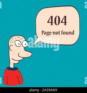 404-Fehlerseite. Lustige Fehler 404 Symbol mit cartoon Charakter des Menschen. Vector Illustration. Stock Vektor