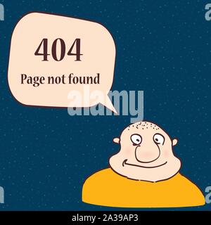 404-Fehlerseite. Lustige Fehler 404 Symbol mit cartoon Charakter des Menschen. Vector Illustration. Stock Vektor