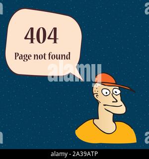404-Fehlerseite. Lustige Fehler 404 Symbol mit cartoon Charakter des Menschen. Vector Illustration. Stock Vektor