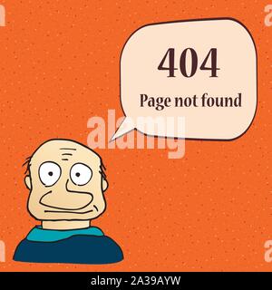 404-Fehlerseite. Lustige Fehler 404 Symbol mit cartoon Charakter des Menschen. Vector Illustration. Stock Vektor