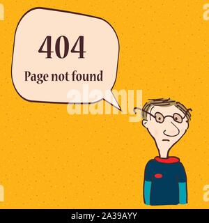 404-Fehlerseite. Lustige Fehler 404 Symbol mit cartoon Charakter des Menschen. Vector Illustration. Stock Vektor