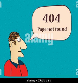 404-Fehlerseite. Lustige Fehler 404 Symbol mit cartoon Charakter des Menschen. Vector Illustration. Stock Vektor
