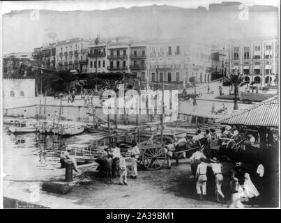 San Juan, Puerto Rico, und Umgebung, 1901-1903: Wharf und Plaza Stockfoto