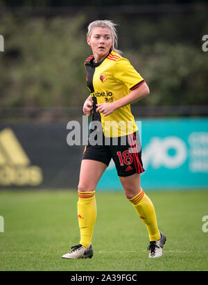 Hempstead Road, UK. 06 Okt, 2019. Danielle Scanlon von Watford FC Damen während der FA Frauen nationale Liga Süd Spiel zwischen FC Watford Damen und Oxford United Frauen an gaywood Park, Hempstead Road, England am 6. Oktober 2019. Foto von Andy Rowland. Credit: PRiME Media Images/Alamy leben Nachrichten Stockfoto