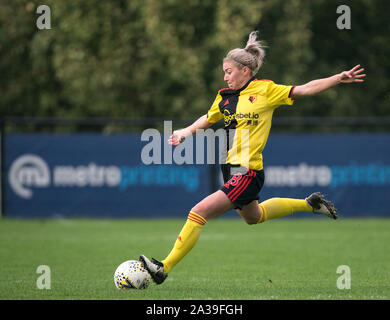 Hempstead Road, UK. 06 Okt, 2019. Danielle Scanlon von Watford FC Damen während der FA Frauen nationale Liga Süd Spiel zwischen FC Watford Damen und Oxford United Frauen an gaywood Park, Hempstead Road, England am 6. Oktober 2019. Foto von Andy Rowland. Credit: PRiME Media Images/Alamy leben Nachrichten Stockfoto