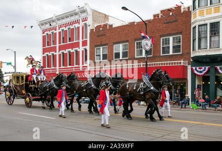 Szene aus die Parade in der Innenstadt von Cheyenne, Wyoming, das ist ein Teil der Cheyenne Frontier Days western Feier und Rodeos, die jährlich in den Wyoming Kapital seit 1897 Stockfoto