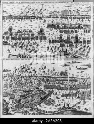 Schlacht Ordnvng I. Kann in Schweden vnd I. Chvrf. Dvrchl. Zu Sachsen vnd Dan[n] Es graffen von Tilli bey Leipzig 7. Sept. 1631 Stockfoto