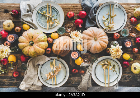 Tabelle Einstellung für Thanksgiving Day Party oder Familie Abendessen Stockfoto