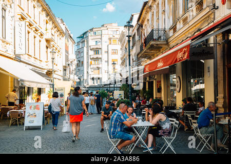 Bukarest, Rumänien - 27. Juli 2019: Strada Franceza Altstadt Straße Stockfoto