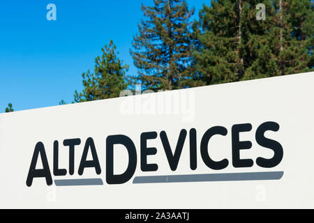 Alta Geräte Zeichen an private Solarenergie Firmenzentrale im Silicon Valley Stockfoto