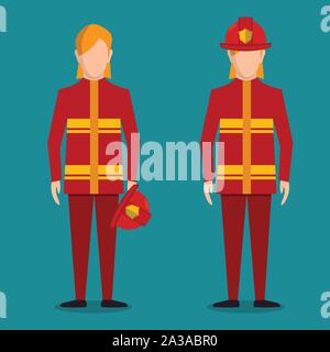 Frau Feuerwehrmann Vector Illustration im flachen Stil Stock Vektor