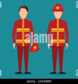 Man Feuerwehrmann Vector Illustration im flachen Stil Stock Vektor