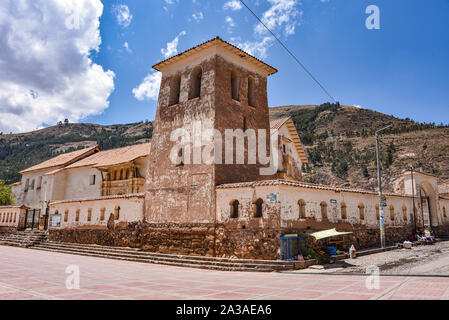 Tempel der Unbefleckten Jungfrau von Checacupe, einer aufwendigen barocken Kirche südlich von Cuzco, Peru Stockfoto