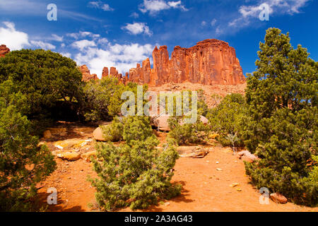 Bridger Jack Türme, Indian Creek, UT, USA Stockfoto