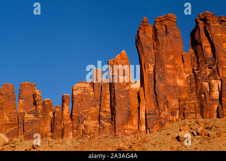 Bridger Jack Türme, Indian Creek, UT, USA Stockfoto