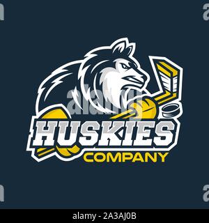 Moderne Husky Maskottchen logo Hockey Team. Vector Illustration. Stock Vektor