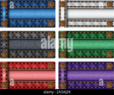 Set aus bunten Jeans Labels Stock Vektor