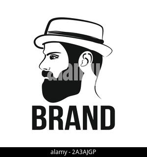 Modernes, stilvolles Kerl hipster Logo Stock Vektor