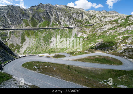 An der alten St. Gotthard Passstraße bei Airolo, Schweiz, Alpen Stockfoto