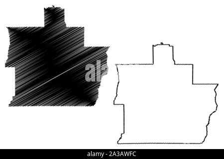 Pike County, Alabama (Grafschaften in Alabama, Vereinigte Staaten von Amerika, USA, USA, USA) Karte Vektor-illustration, kritzeln Skizze Hecht Karte Stock Vektor