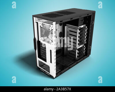 Moderne system Block leer für Computer Montage Perspektive 3d-Rendering auf blauem Hintergrund mit Schatten Stockfoto