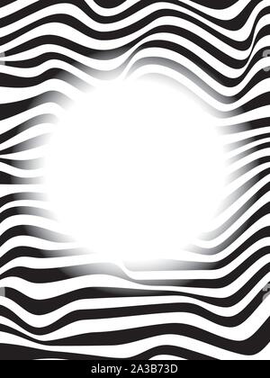 Abstrakte op-art Hintergrund, optische Illusion Zebrafell Muster mit weichen kreisrunden transparenten Kopie Raum Stock Vektor