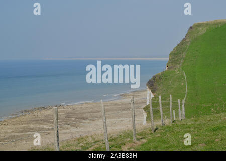 Les Falaises entre le Saint-Pierre et Mers-les-Bains, chemins de randonnée avec vue sur la Mer, La Baie de Somme, Ault, Onival, Cayeux-sur-Mer Stockfoto