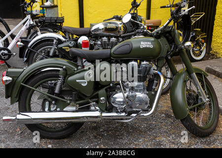 Dublin. Irland. 06.16.16. Royal Enfield Oldtimer Motorräder - Das erste Royal Enfield Motorrad wurde 1901 erbaut. Das Enfield Cycle Unternehmen bzw. Stockfoto