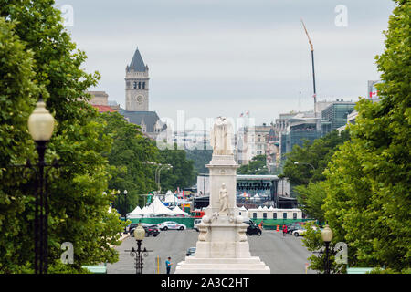 Washington DC, USA - Juni 9, 2019: Blick auf den Peace Monument, das auch als Naval Denkmal oder Bürgerkrieg Sailors Monument in der Nähe des Capitol in Wash bekannt Stockfoto