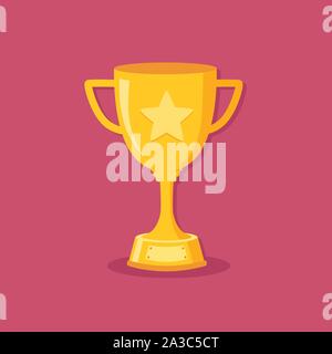 Goldene Trophäe Schale flache Design Vector Stock Vektor
