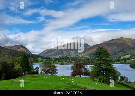 Helm Crag, Sitz Sandale, tolle Rigg und Grasmere, Grasmere, Lake District, Cumbria Stockfoto