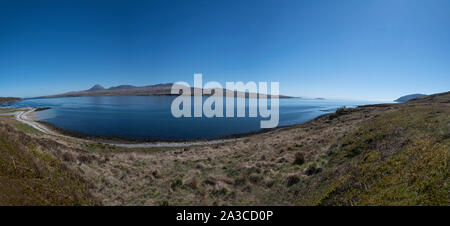 Panoramablick vom Ardnave auf Bube Island, Insel Islay, Innere Hebriden, Schottland Stockfoto