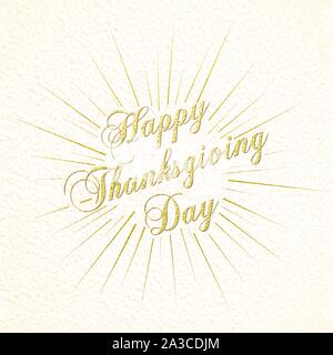 Happy Thanksgiving gold glitzernde Schrift Design. Vector Illustration. Element für Grußkarten, Poster, Einladung. Stock Vektor