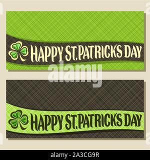 Vektor Grußkarten für Saint Patricks Day mit Kopie Raum, Banner mit original vintage Schriftart für den Text happy St Patrick's Day, Blatt der Feder Stock Vektor