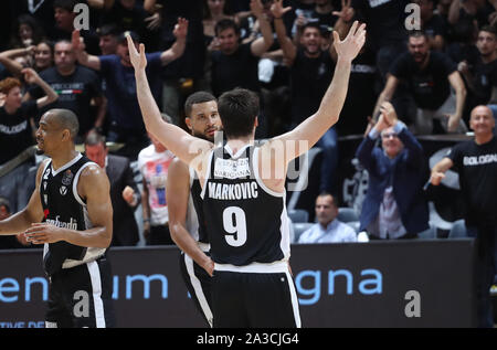 Das Glück von Stefan Markovic, Virtus Bologna, während segafredo Segafredo Virtus Bologna Vs Umana Reyer Venezia, Bologna, Italien, 06 Okt 2019, B Stockfoto