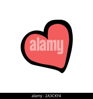 Rotes Herz auf weißem Hintergrund. Hand Zeichnung Skizze. Bunte Umrisse auf weißem Hintergrund kann auf Textilien, Tapeten gedruckt werden, Geschenkpapier, Grußkarten. Vector Illustration. EPS 10. Stock Vektor