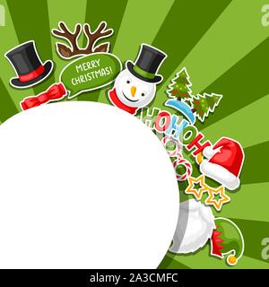 Weihnachtskarte mit Photo Booth Aufkleber. Stock Vektor