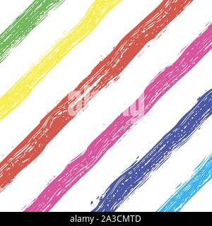 Von Hand bemalt Pinselstriche Muster. Bunt gestreiften Hintergrund. Stock Vektor